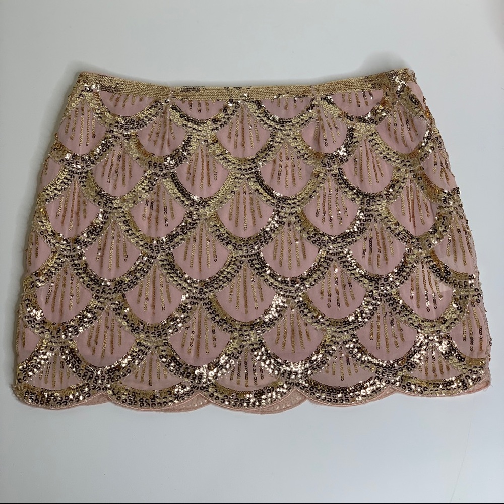 SOLD Blush & Gold sequins mini skirt